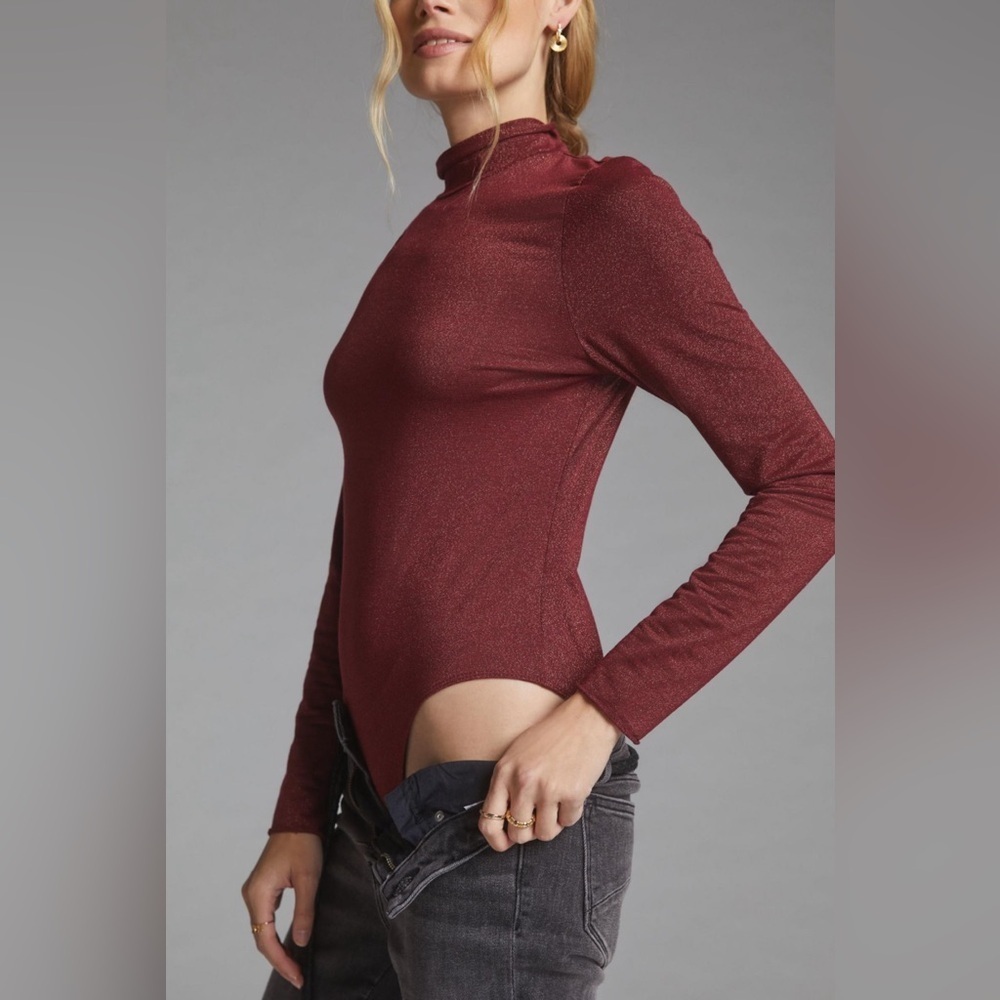 Daily Practice by Anthropologie Shimmer Open-Back Bodysuit Small - Picture 2 of 12